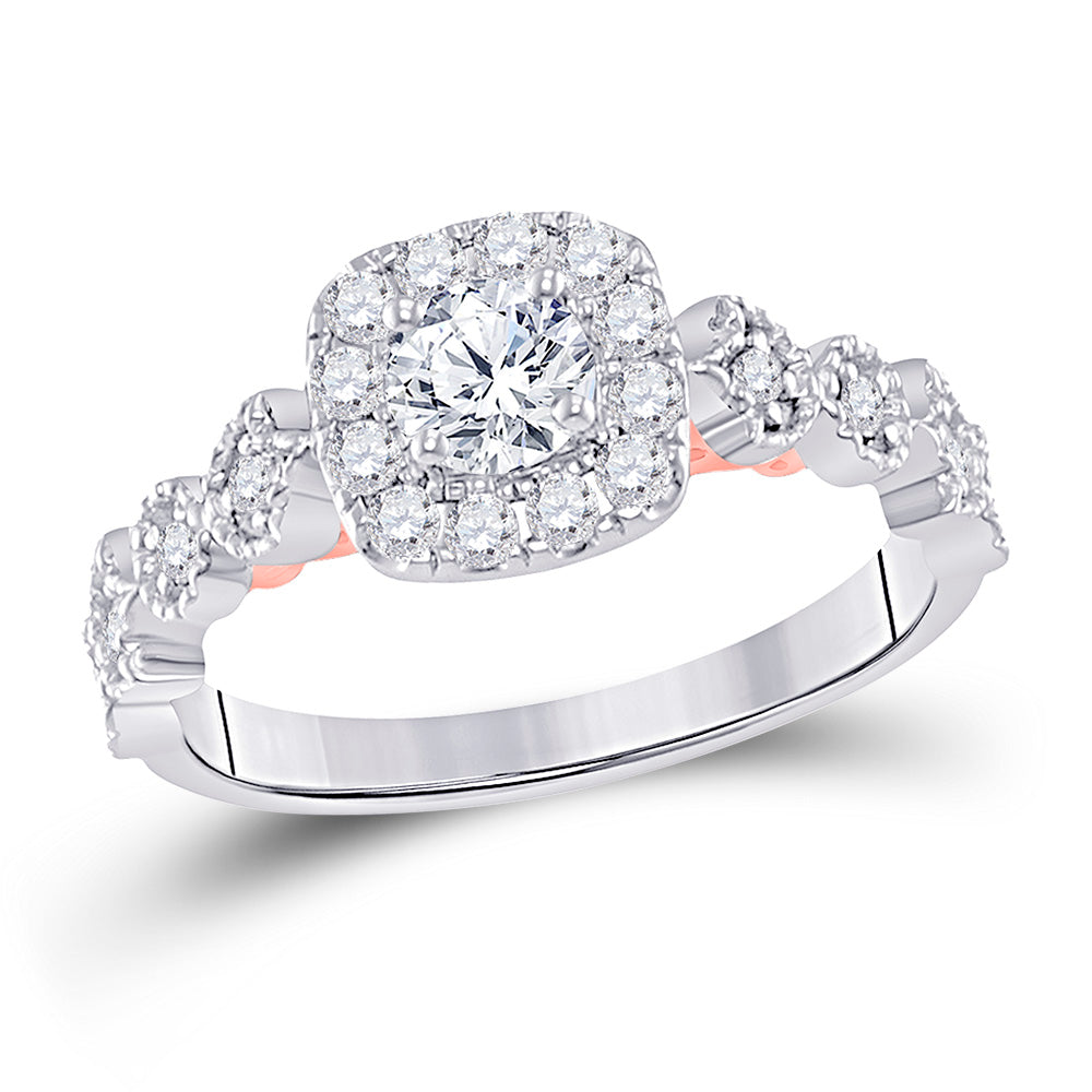 14Kt Two-Tone Gold 3/4Ct-Dia 1/3Ct-Crd Bellina Engagement Ring Certified (3.93 grams)