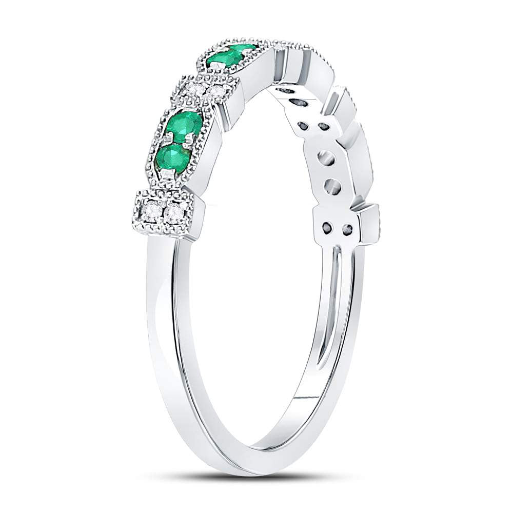1/20Ctw-Dia 1/6Ct-Emerald Gemstone Stackable Band (2.07 grams)