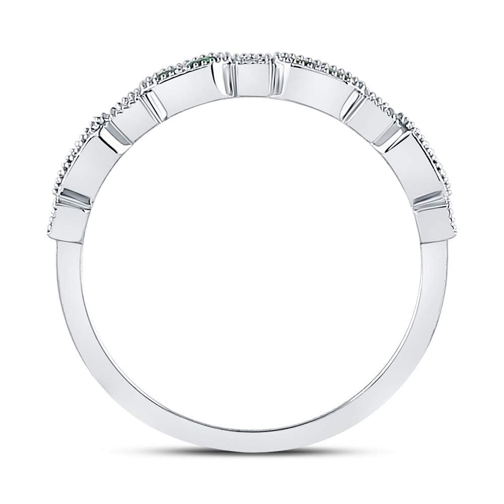 1/20Ctw-Dia 1/6Ct-Emerald Gemstone Stackable Band (2.07 grams)