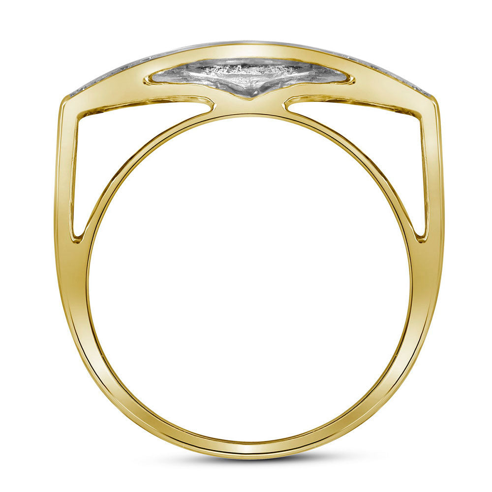 10Kt Yellow Gold Mens Round Pave-Set Diamond Rectangle Cluster Ring 1.00 Cttw (7.36 grams)