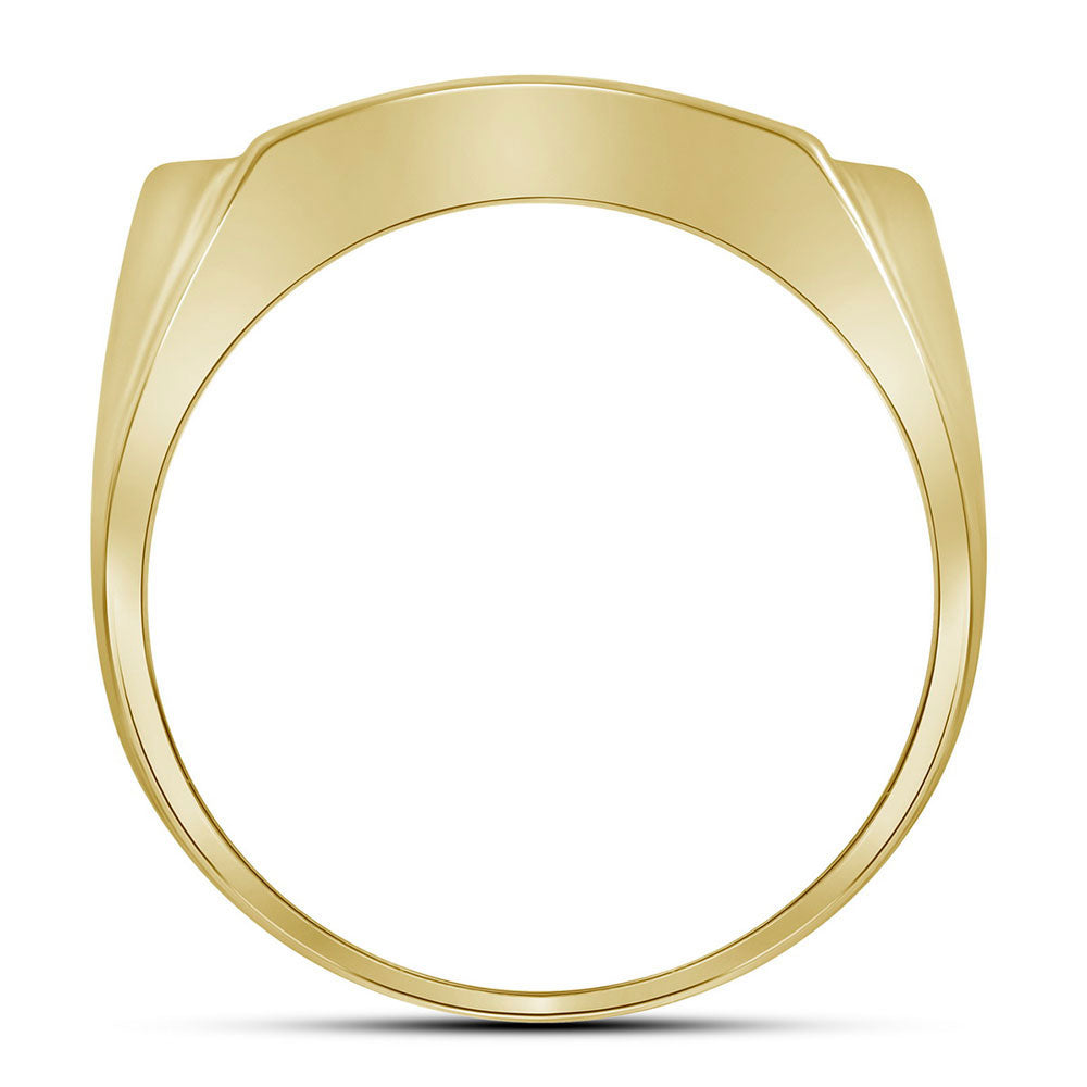 10Kt Yellow Gold Mens Round Diamond Rectangle Arched Cluster Ring 1/2 Cttw (4.81 grams)