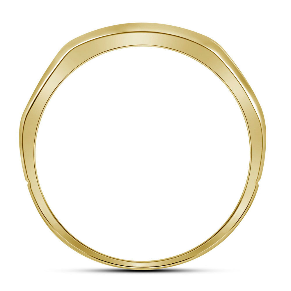 Gold Band Wedding Ring 1/4 Cttw Round Natural Diamond Mens (3.6 grams)