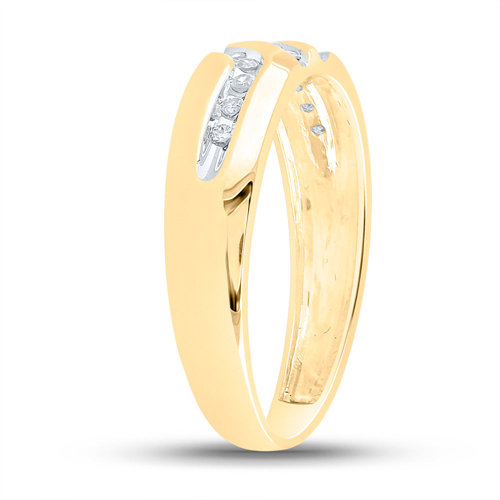 Gold Band Wedding Ring 1/8 Cttw Round Natural Diamond Mens (2.31 grams)