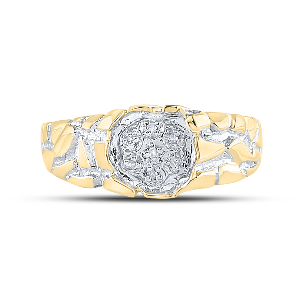 Sterling Silver Mens Round Diamond Cluster Ring 1/20 Cttw (2.58 grams)