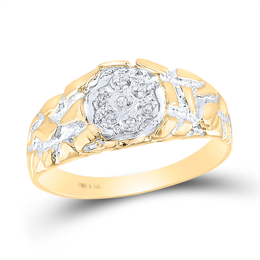Sterling Silver Mens Round Diamond Cluster Ring 1/20 Cttw (2.58 grams)