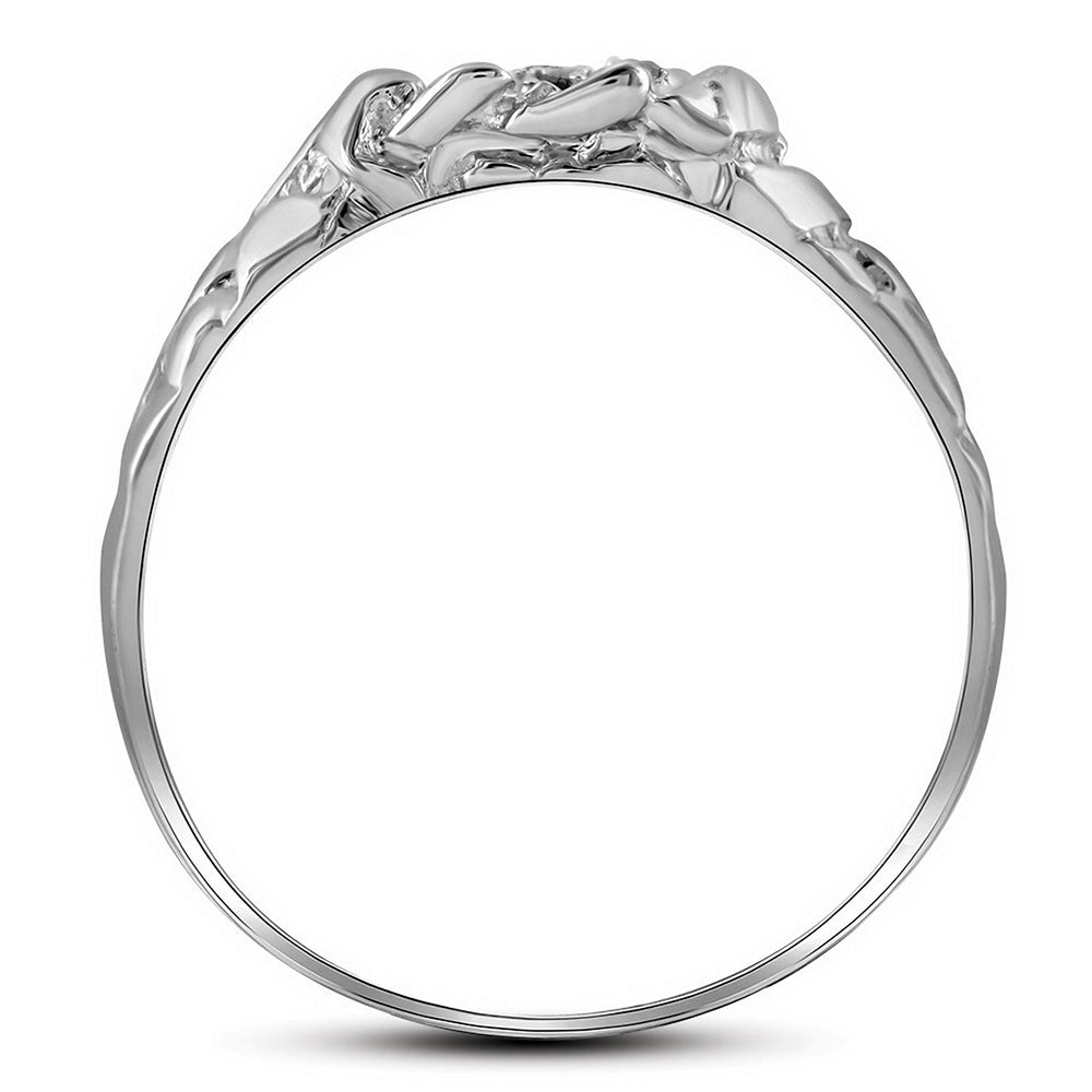 Sterling Silver Mens Round Diamond Cluster Nugget Ring 1/20 Cttw (2.74 grams)