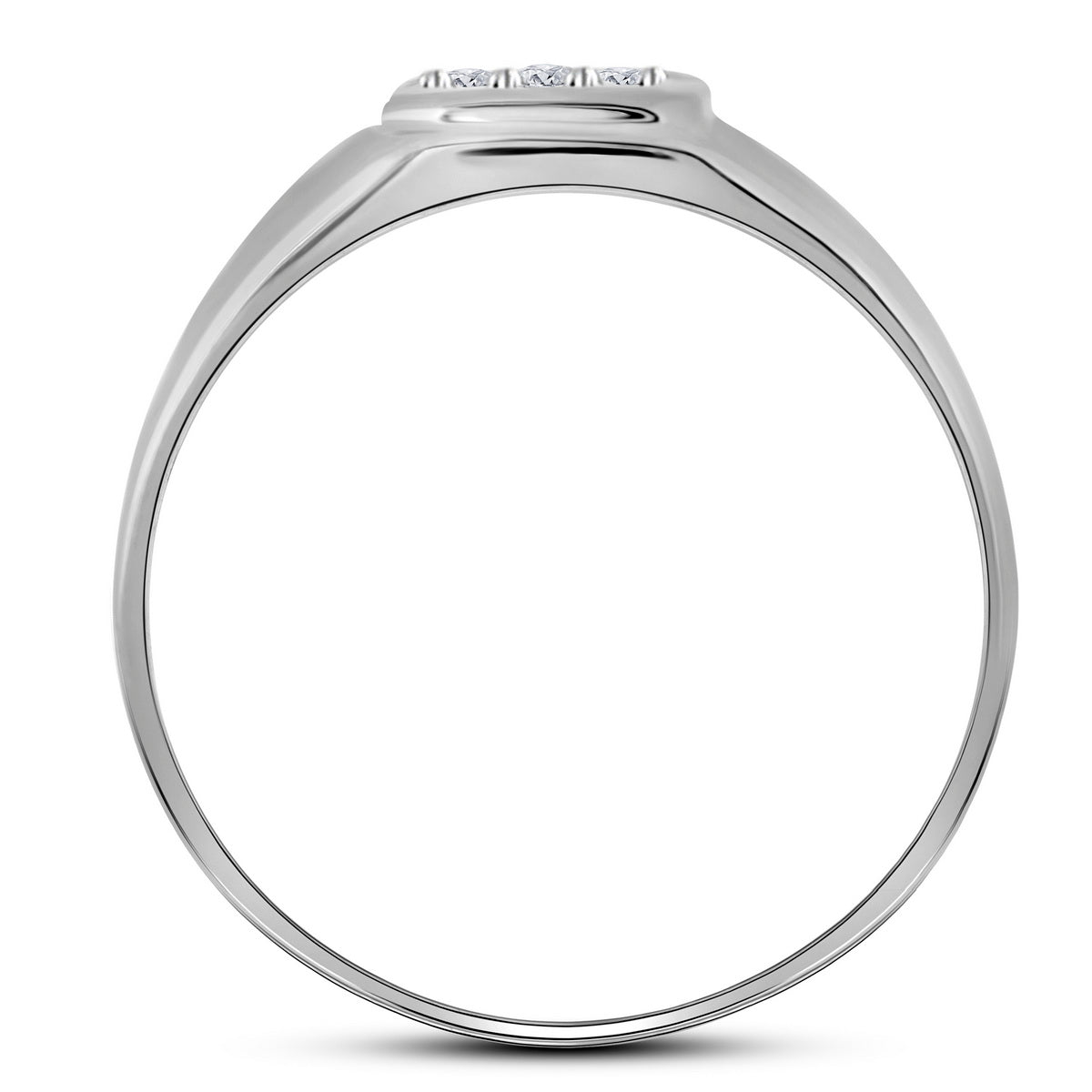 10Kt White Gold Mens Round Diamond Brushed Matte Cross Band Ring 1/20 Cttw (3.07 grams)