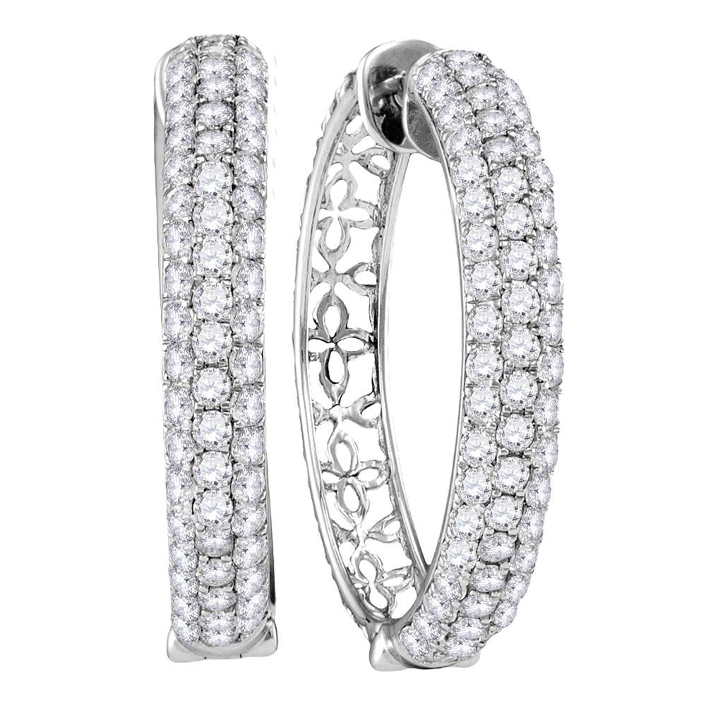 10Kt White Gold 3 1/2Ct-Dia Hoops Earrings (7.99 grams)