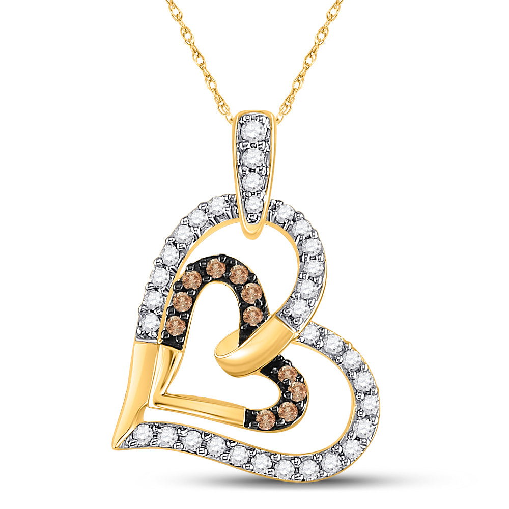10Kt Yellow Gold 1/3Ctw-Dia Natural Brown Heart Pendant (1.87 grams)
