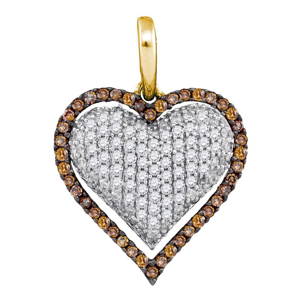 10Kt Yellow Gold 7/8Ct-Dia Cn Brown Heart Fashion Pendant (2.3 grams)