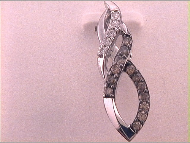 10Kt White Gold 1/4Ctw-Diamond Natural Brown Pendant (1.87 grams)
