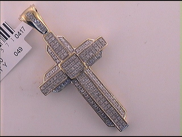 10Kt Yellow Gold 1/2 Ctw-Diamond Gift Hiphop Cross Pendant (5.76 grams)