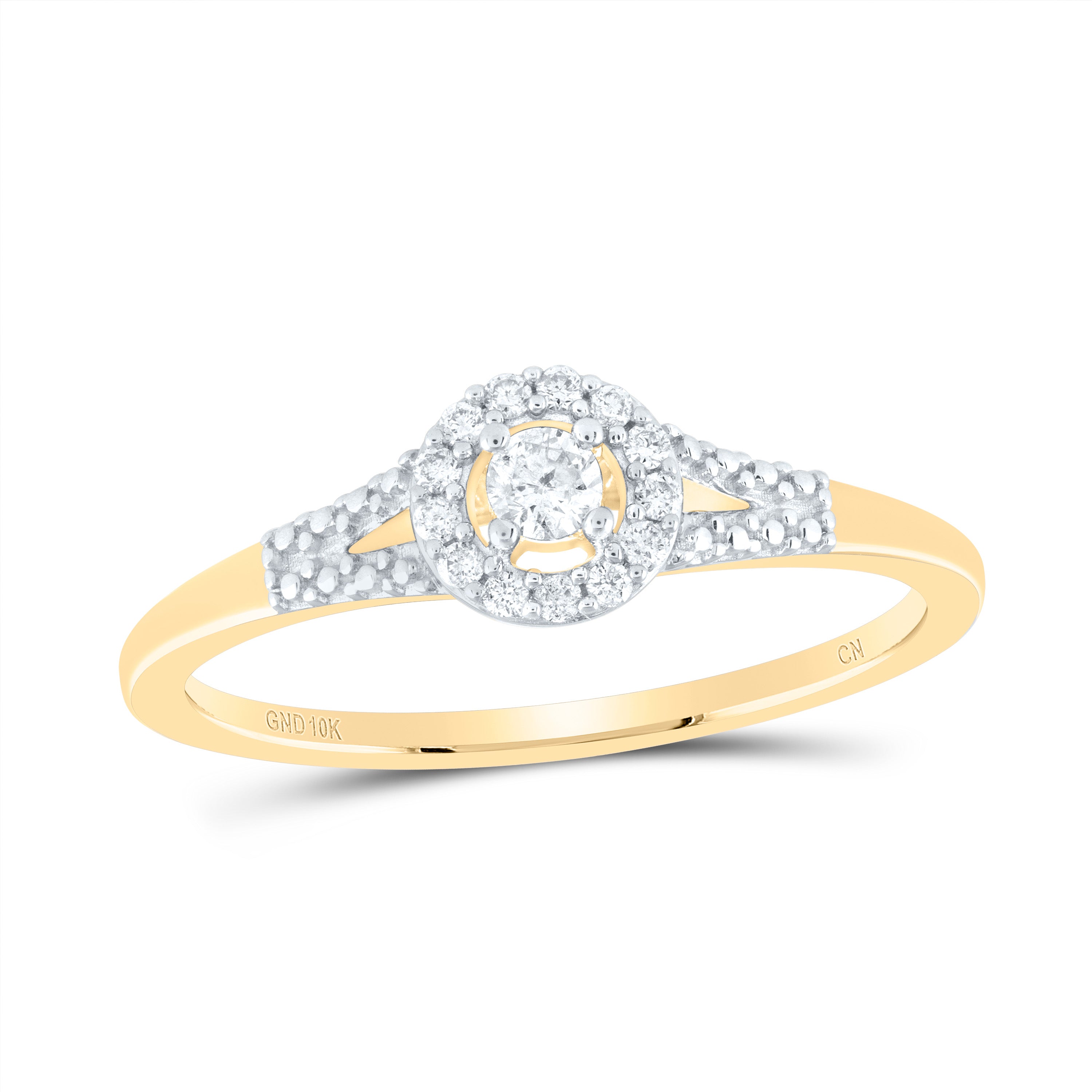 10Kt Yellow Gold Womens Round Diamond Solitaire Promise Bridal Ring 1/8 Cttw (1.7 grams)