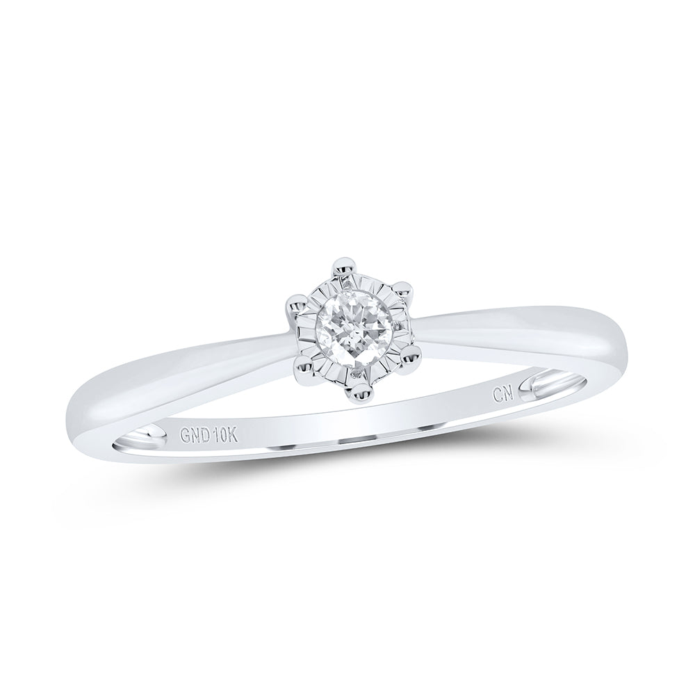 10Kt White Gold Womens Round Diamond Solitaire Bridal Wedding Engagement Ring 1/12 Cttw (1.6 grams)