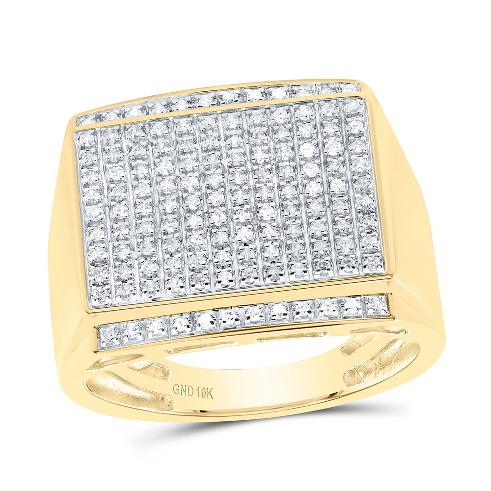 10Kt Yellow Gold Mens Round Diamond Cluster Ring 3/8 Cttw (4.52 grams)