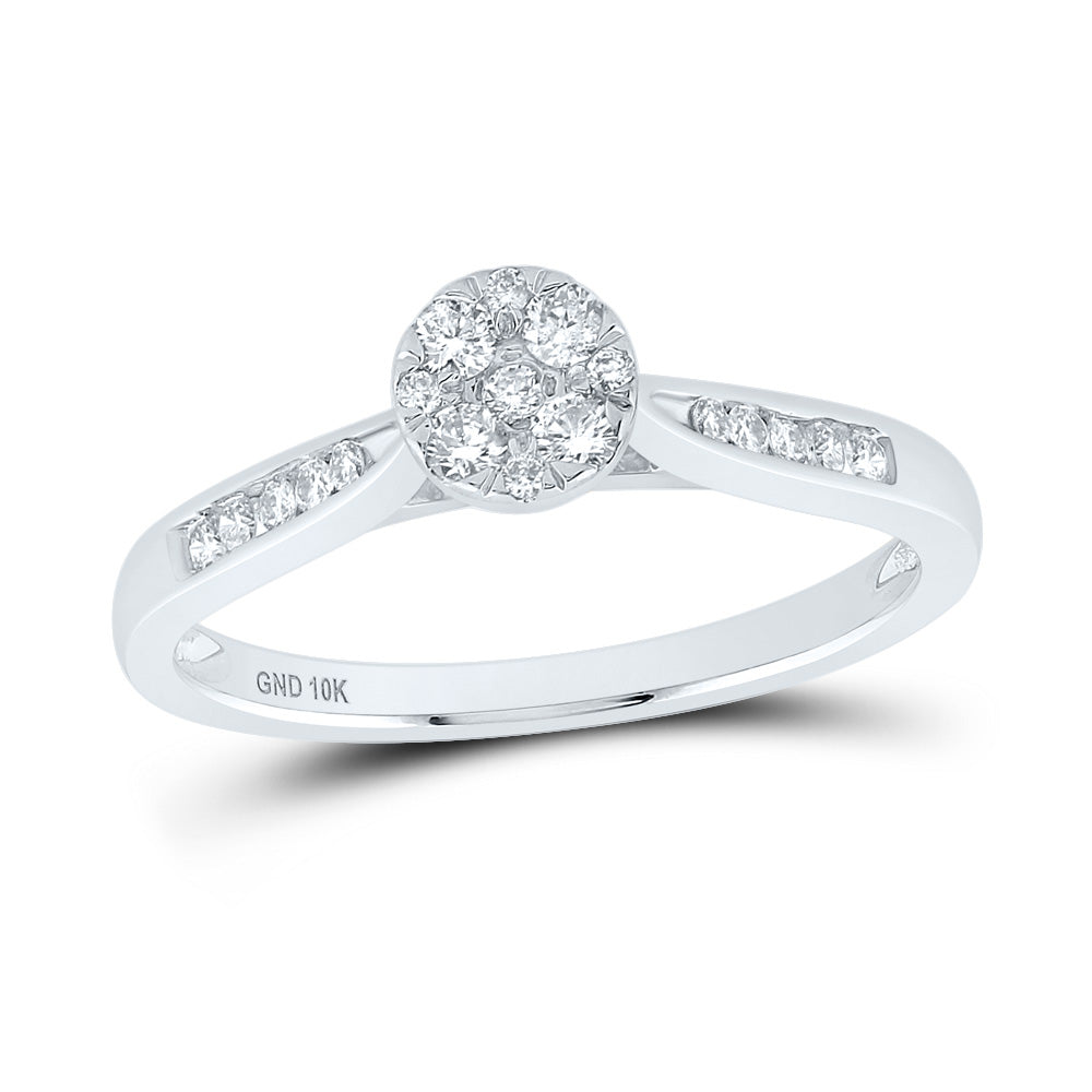 14Kt White Gold Womens Round Diamond Cluster Bridal Wedding Engagement Ring 1/4 Cttw (2.13 grams)