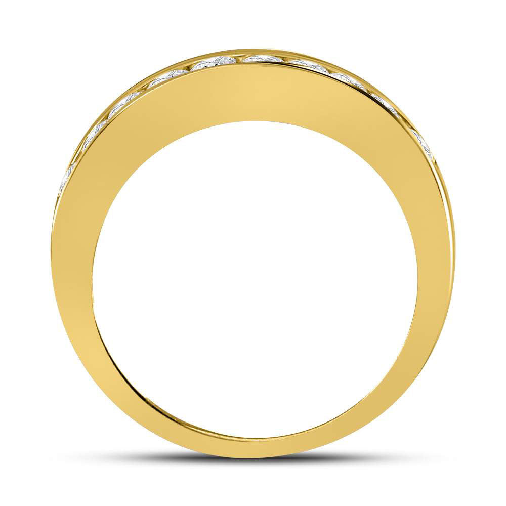 Gold Band Wedding Band 1/2 Cttw Round Natural Diamond Womens (4.42 grams)