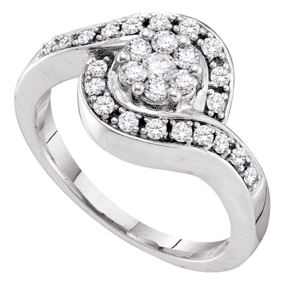 14Kt White Gold 1/2Ct-Dia Ana M Flower Fashion Ring (3.91 grams)