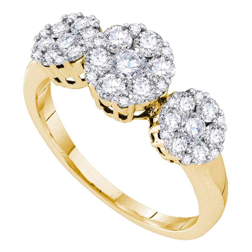 14Kt Yellow Gold 1 Ct-Dia Ana M 3-Flower Fashion Ring (3.01 grams)