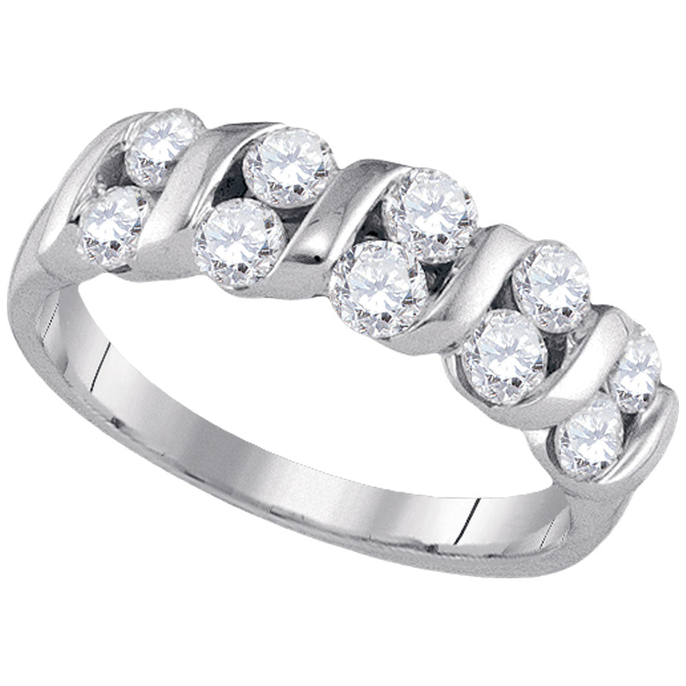 14Kt White Gold 1 Ctw Diamond Fashion High Ladies Wedding Band (3.6 grams)