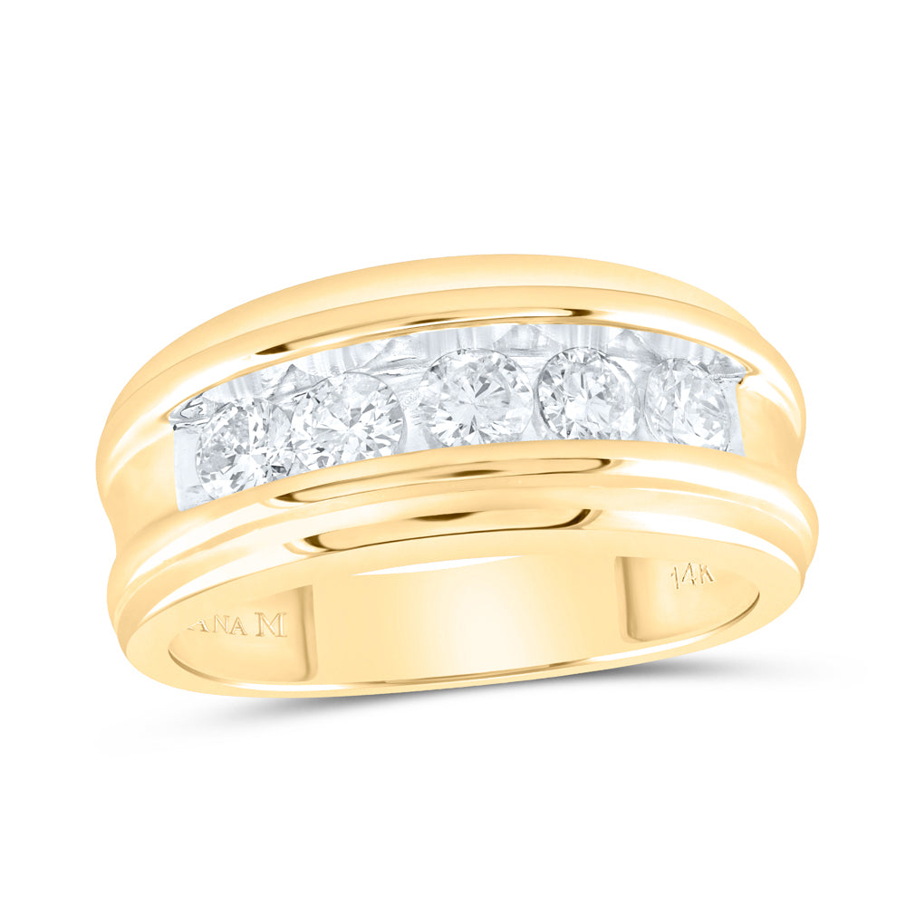 14Kt Yellow Gold 1 Ct Diamond Ana M Fashion High Mens Band (6.77 grams)