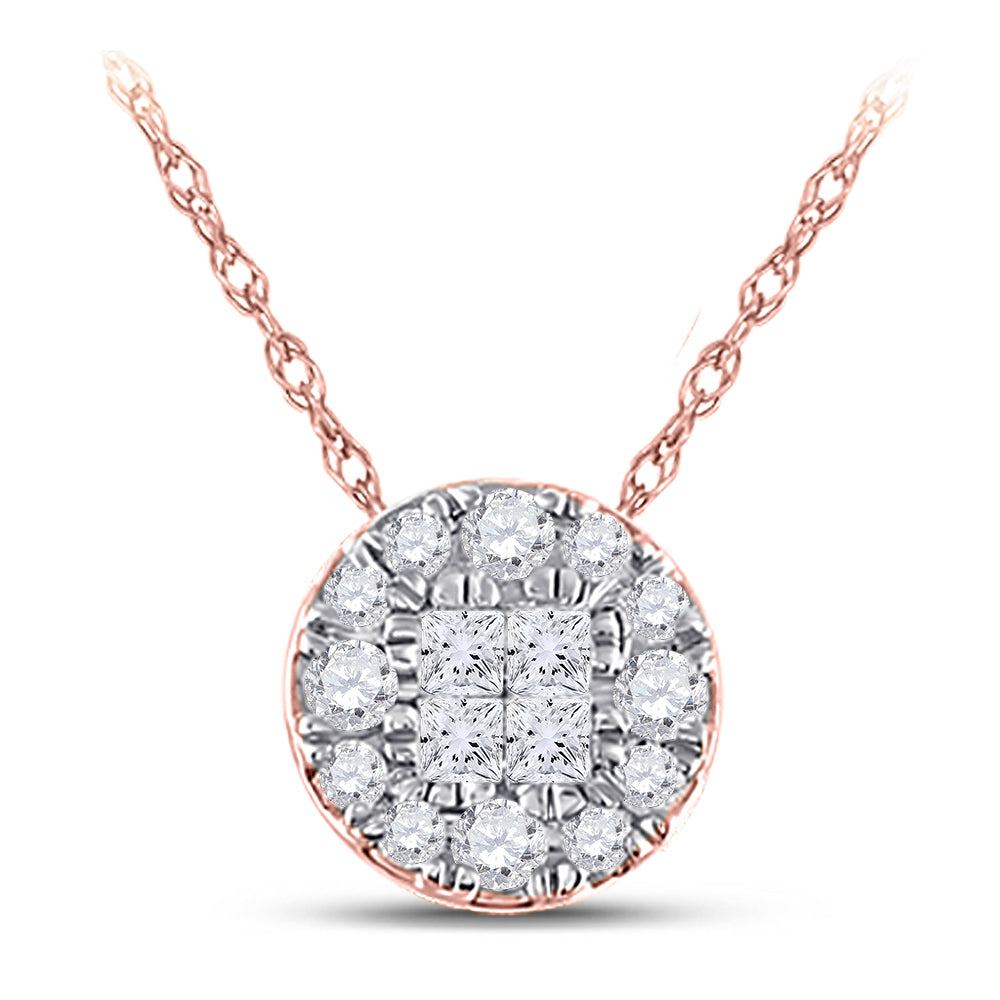 14Kt Rose Gold 1/4Ct-Dia Ana M Soleil Circle Pendant (0.42 grams)