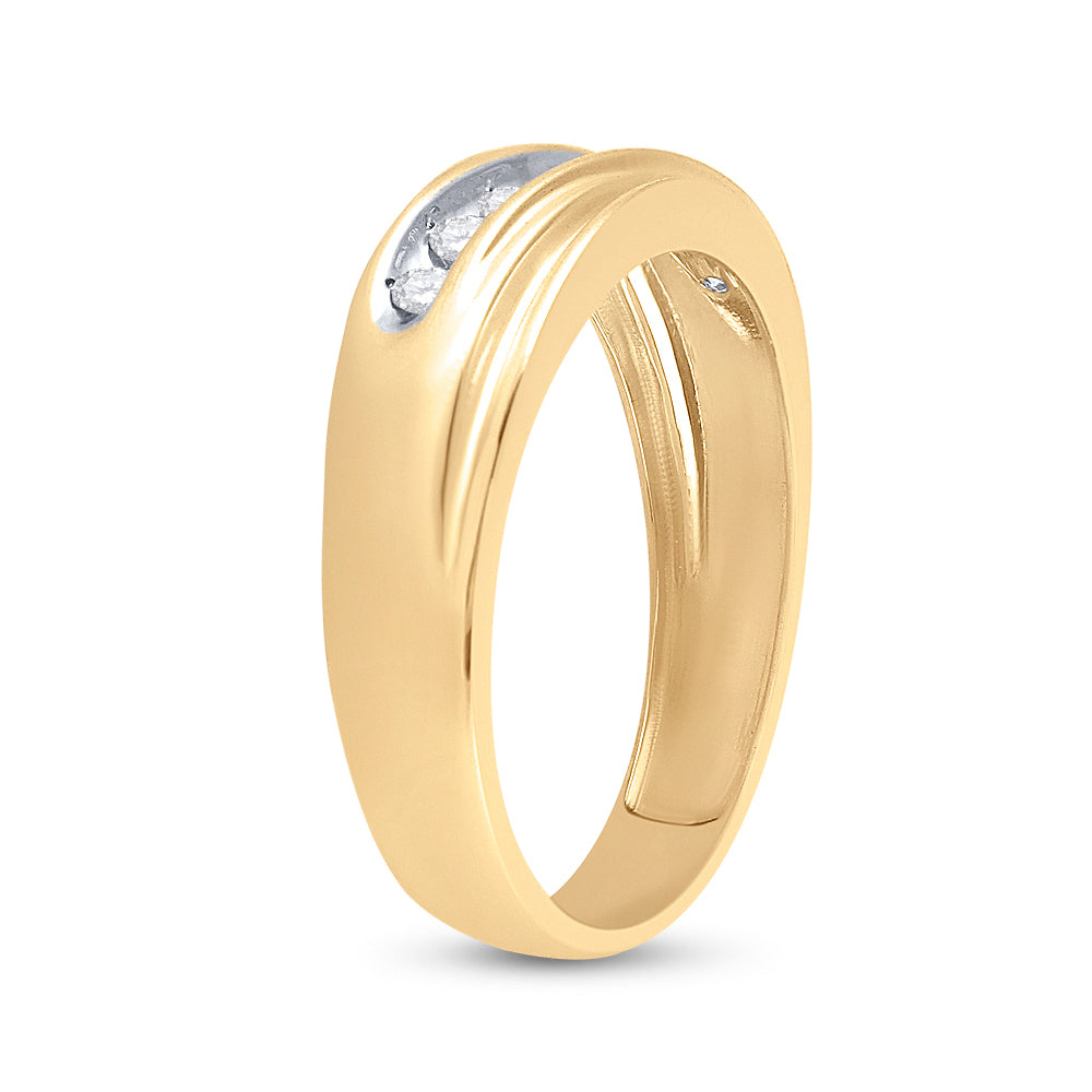 Gold Band Wedding Ring 1/4 Cttw Round Natural Diamond Mens (3.59 grams)