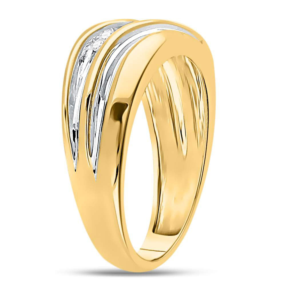 Gold Band Wedding Ring 1/4 Cttw Round Natural Diamond Mens (4.56 grams)