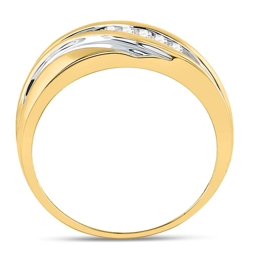 Gold Band Wedding Ring 1/4 Cttw Round Natural Diamond Mens (4.56 grams)
