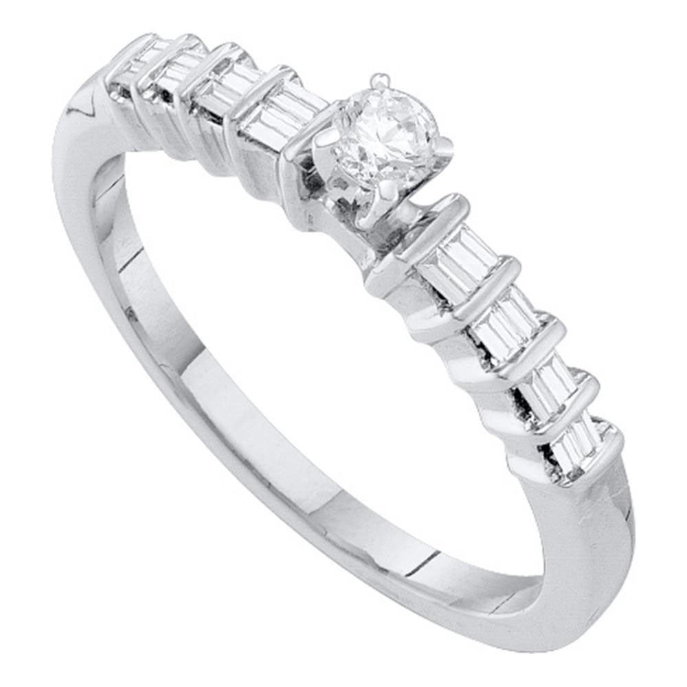 10Kt White Gold 1/4Ct-Dia Rd-Center Bridal Gift Ring (2.29 grams)