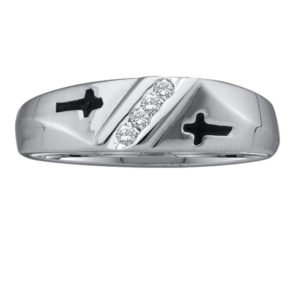 14Kt White Gold 1/20Ctw Diamond Gift Mens Band (1.93 grams)