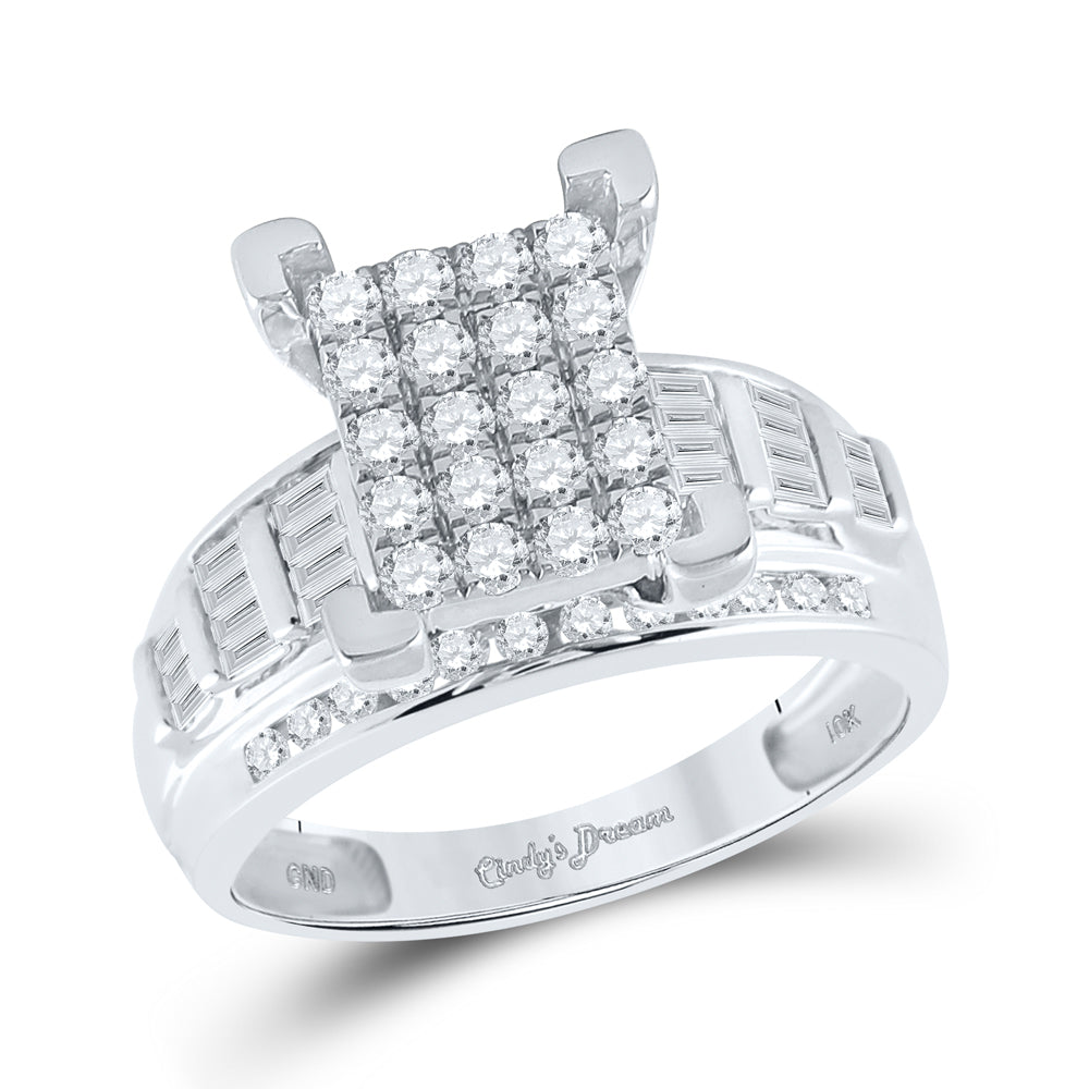 10Kt White Gold 7/8Ctw-Dia Cindy Ring S-10 (5.03 grams)