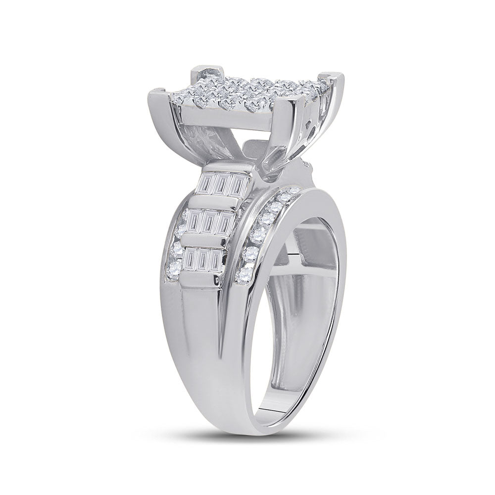 10Kt White Gold 1 1/2Ctw-Dia Cindy Ring (6.89 grams)