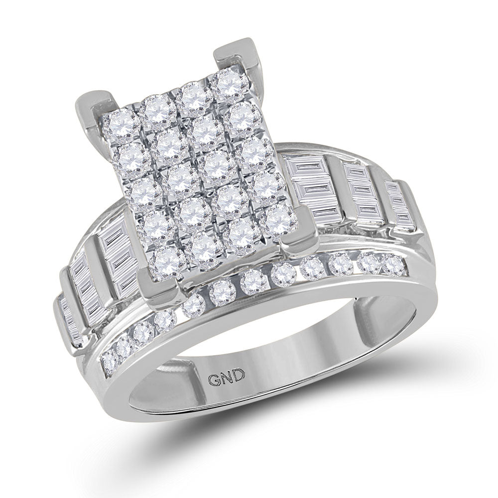 10Kt White Gold 1 1/2Ctw-Diamond Cindy Ring (6.89 grams)