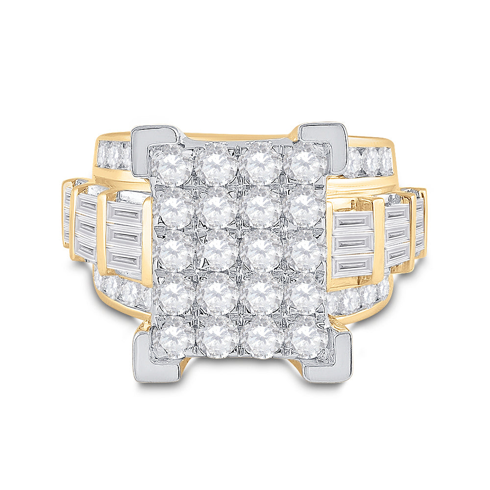 14Kt Yellow Gold Womens Round Diamond Cindys Dream Cluster Bridal Wedding Engagement Ring 4.00 Cttw (13.92 grams)