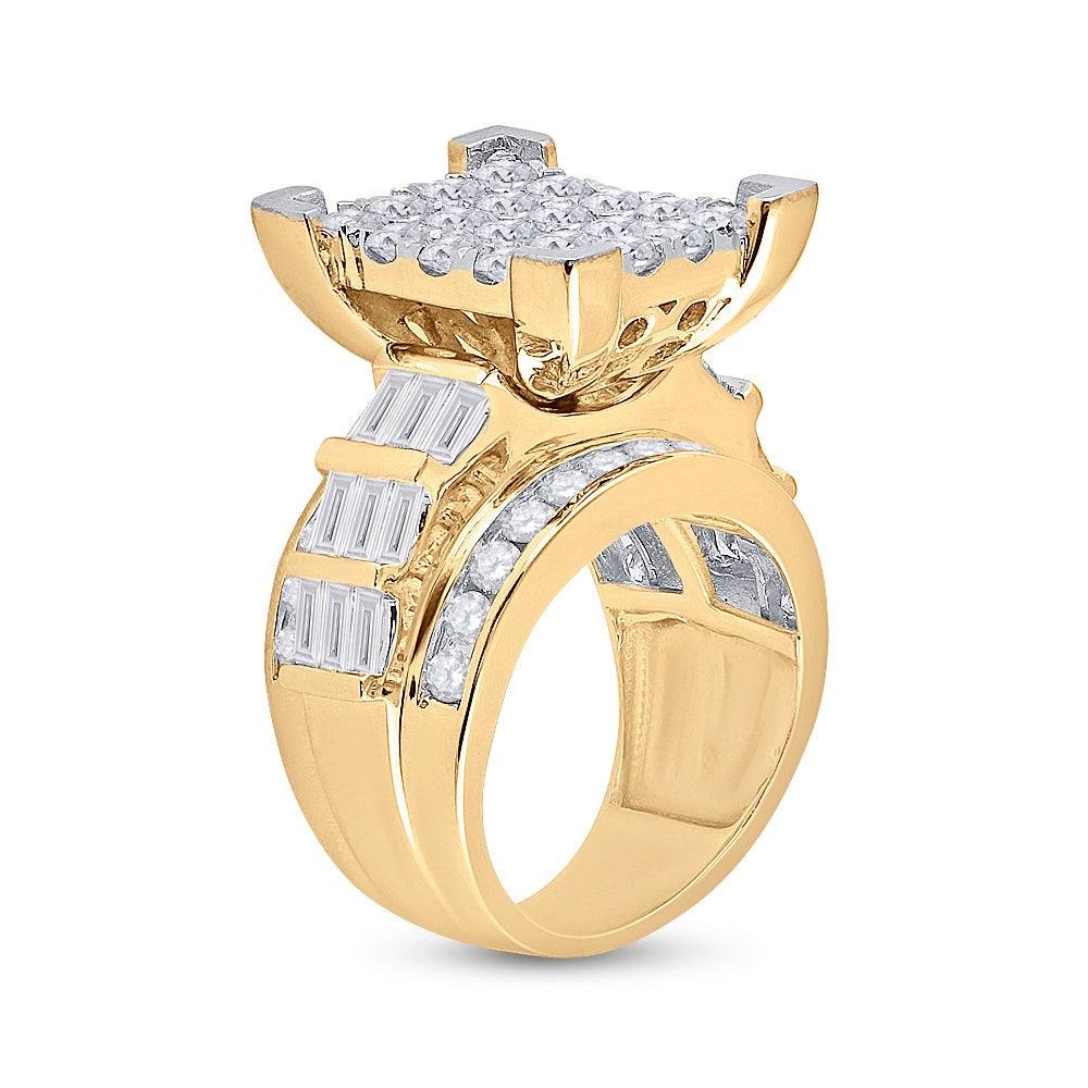 14Kt Yellow Gold Womens Round Diamond Cindys Dream Cluster Bridal Wedding Engagement Ring 4.00 Cttw (13.92 grams)