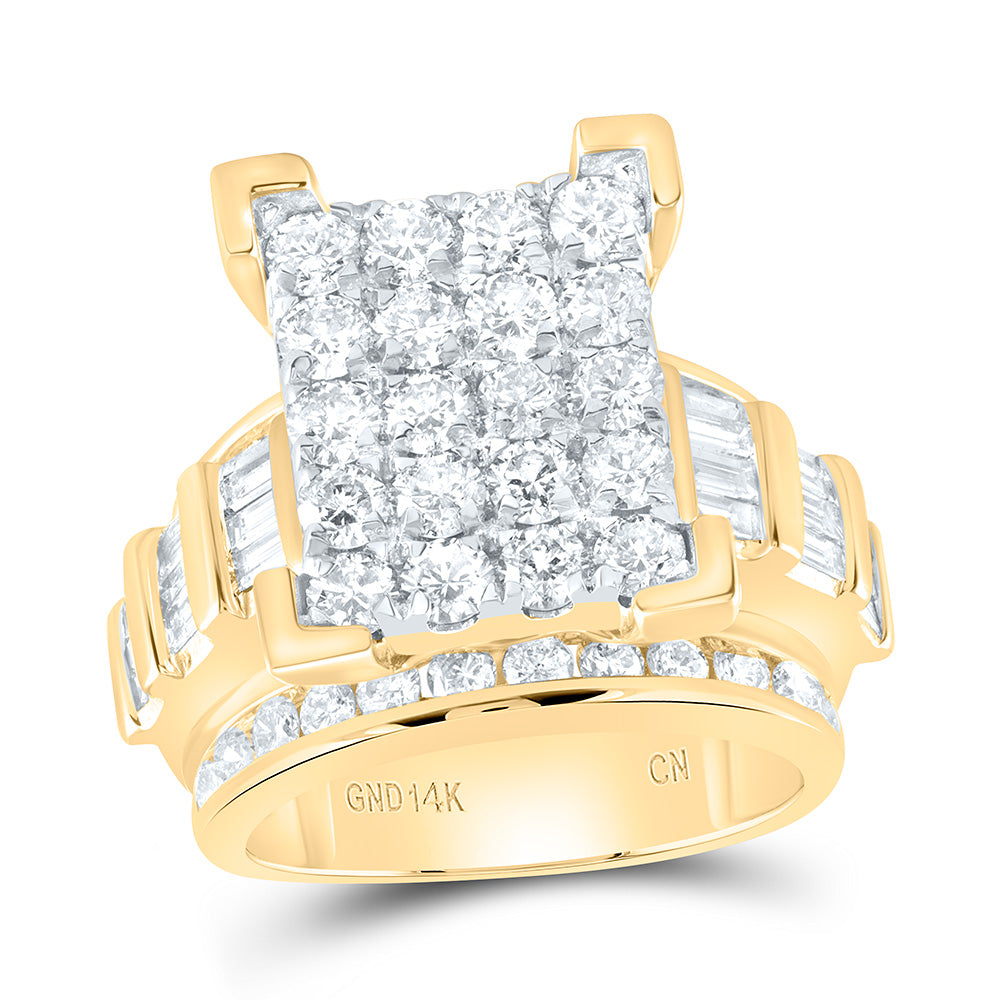 14Kt Yellow Gold Womens Round Diamond Cindys Dream Cluster Bridal Wedding Engagement Ring 4.00 Cttw (13.92 grams)