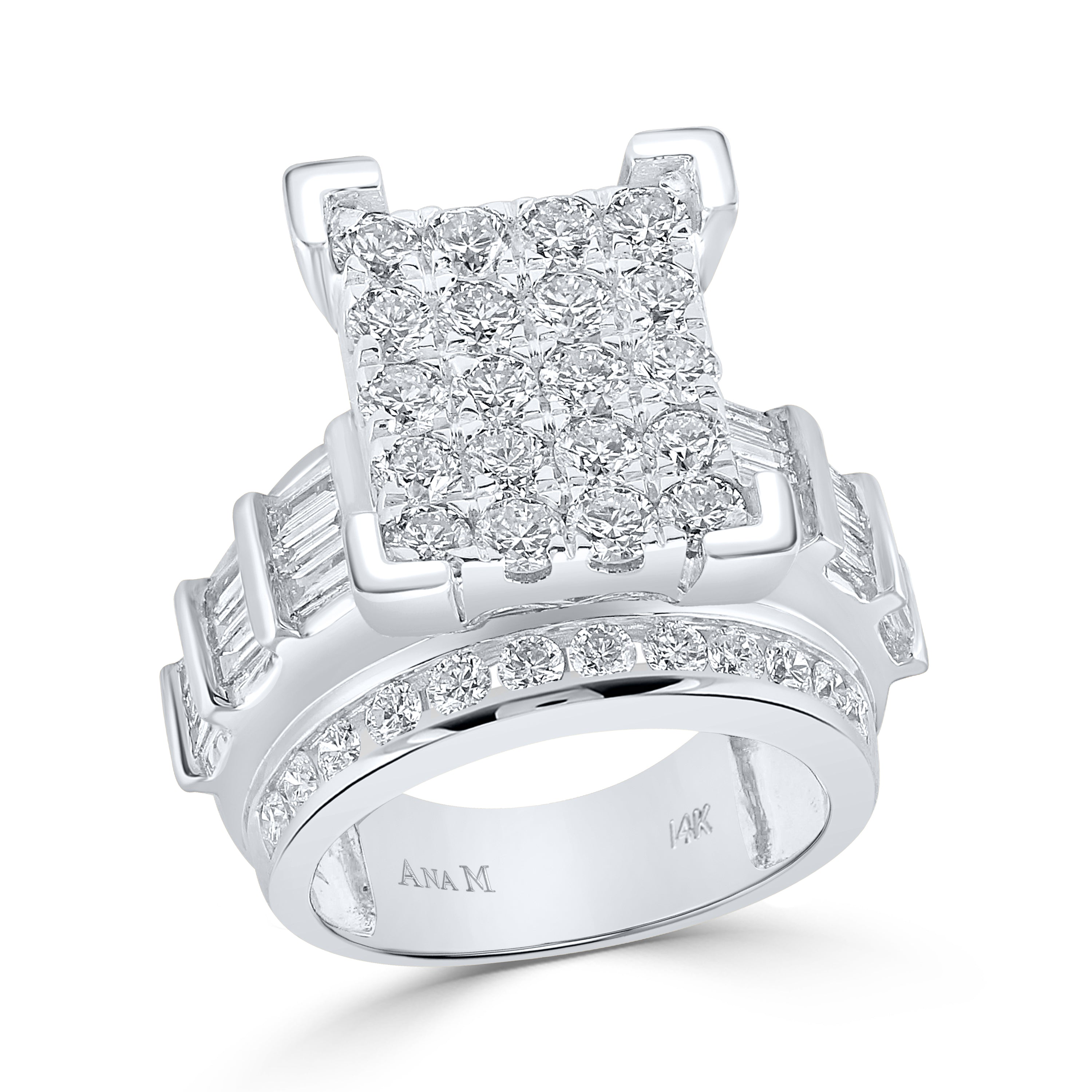 14Kt White Gold 4Ctw-Dia Cindy Ring (13.87 grams)