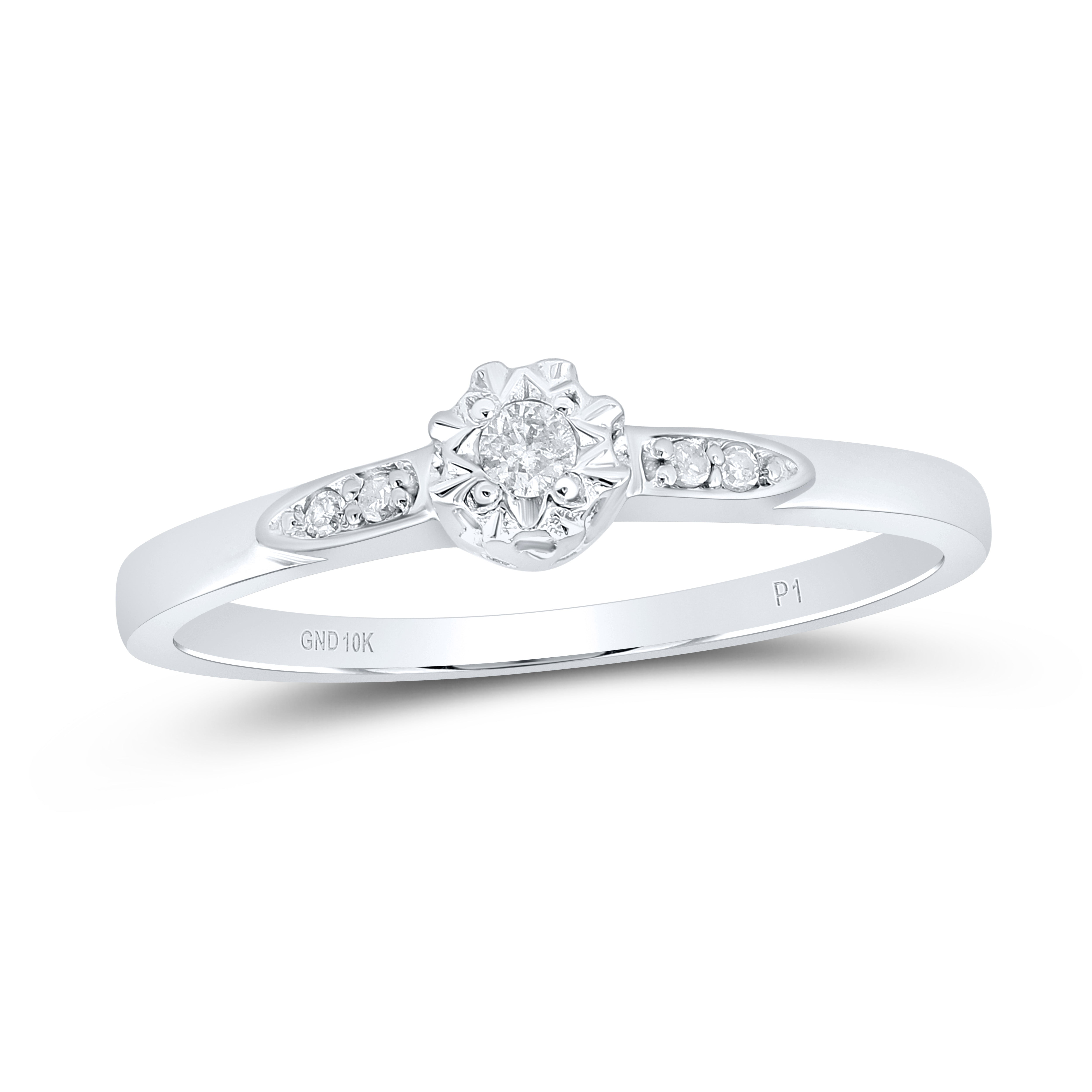 10Kt White Gold Womens Round Diamond Solitaire Bridal Wedding Engagement Ring 1/20 Cttw (1.52 grams)