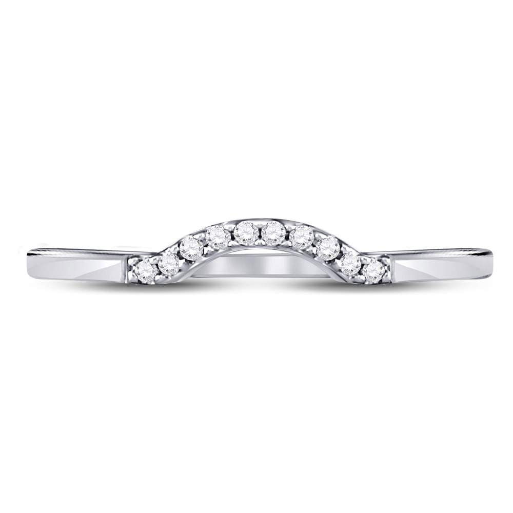 10Kt White Gold Womens Round Diamond Contoured Solitaire Enhancer Wedding Band 1/20 Cttw (1.27 grams)