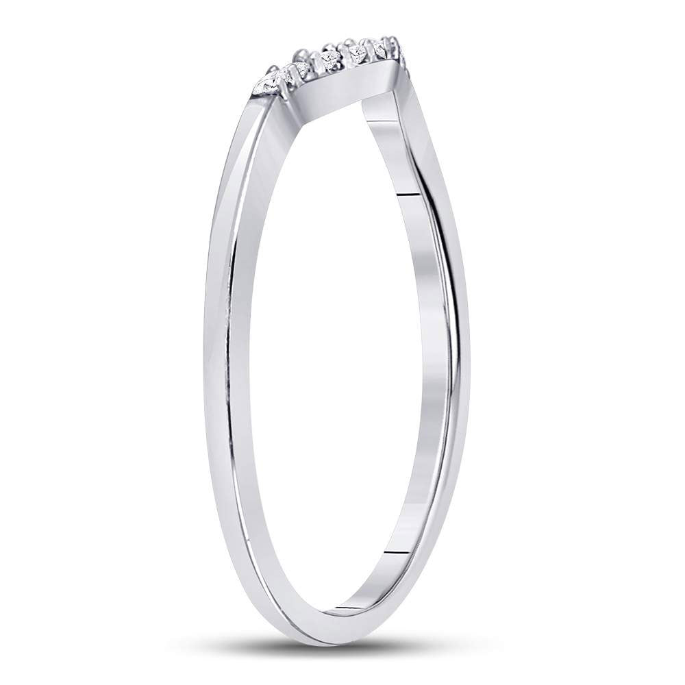 10Kt White Gold Womens Round Diamond Contoured Solitaire Enhancer Wedding Band 1/20 Cttw (1.27 grams)