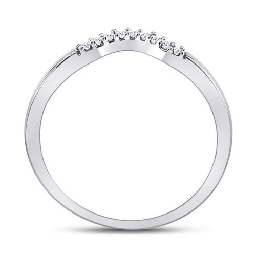 10Kt White Gold Womens Round Diamond Contoured Solitaire Enhancer Wedding Band 1/20 Cttw (1.27 grams)