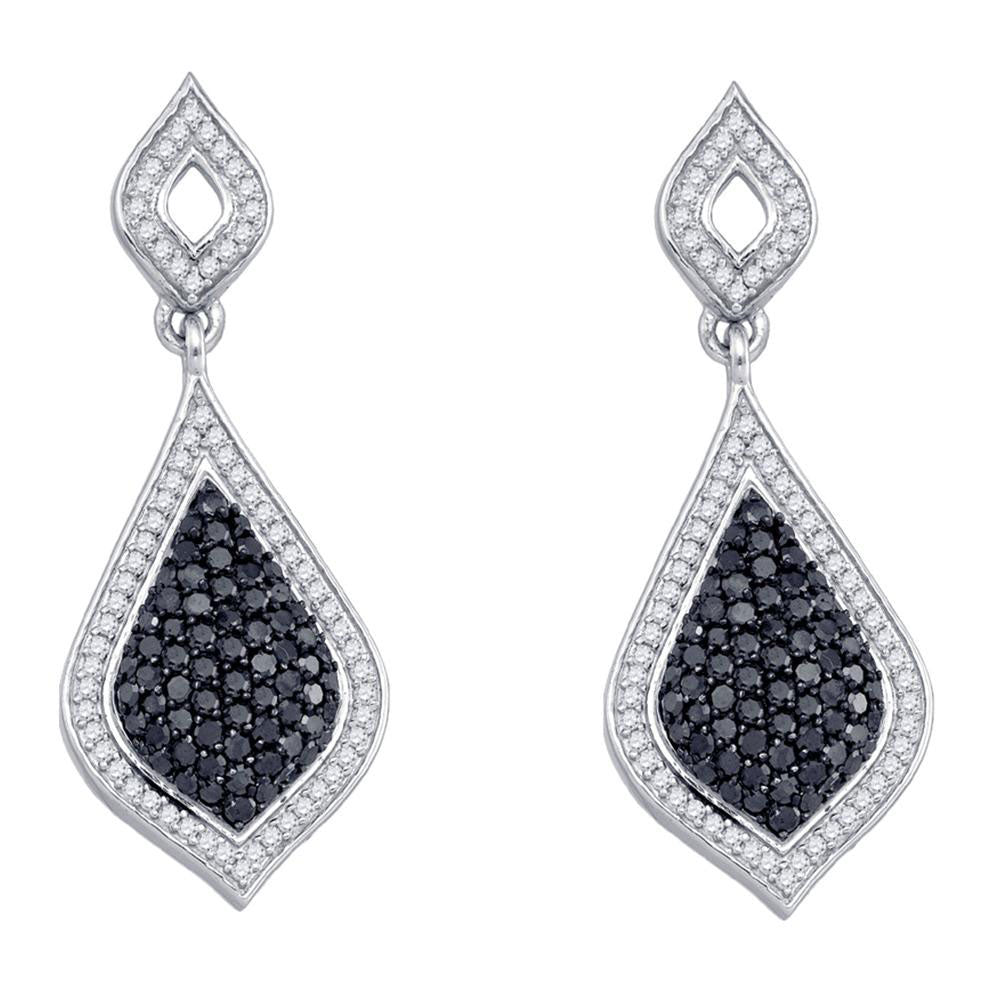 10Kt White Gold 2 Ct-Dia Black Diamond Dangling Earring (5.09 grams)
