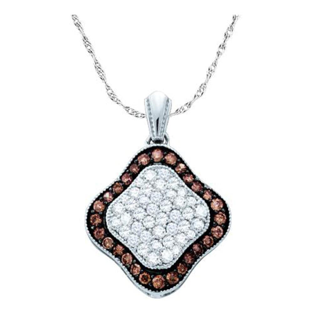 10Kt White Gold 1 Ctw-Dia Natural Brown Gift Pendant (1.66 grams)