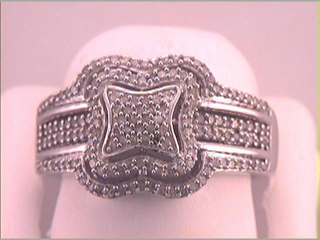10Kt White Gold 1/2Ct-Dia Cluster Fashion Ring