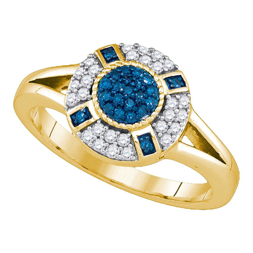 10Kt Yellow Gold 3/8Ctw-Dia Fashion Blue Ring (5.16 grams)
