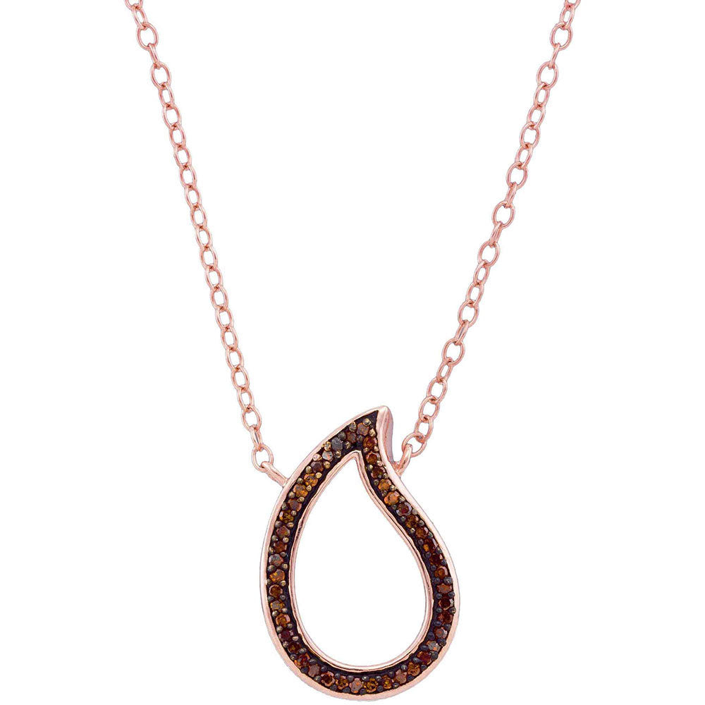 10Kt Rose Gold 1/10Ctw-Dia Fashion Red Necklace (0.99 grams)