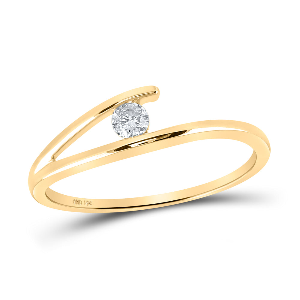 14Kt Yellow Gold Womens Round Diamond Solitaire Promise Bridal Ring 1/10 Cttw (1.42 grams)