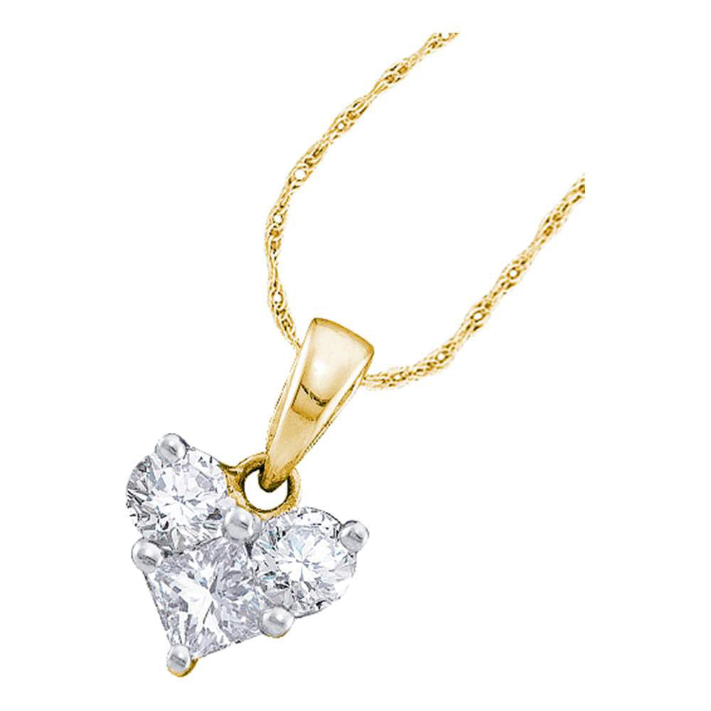 14Kt Yellow Gold 1/2Ct-Dia Heart Pendant (0.71 grams)