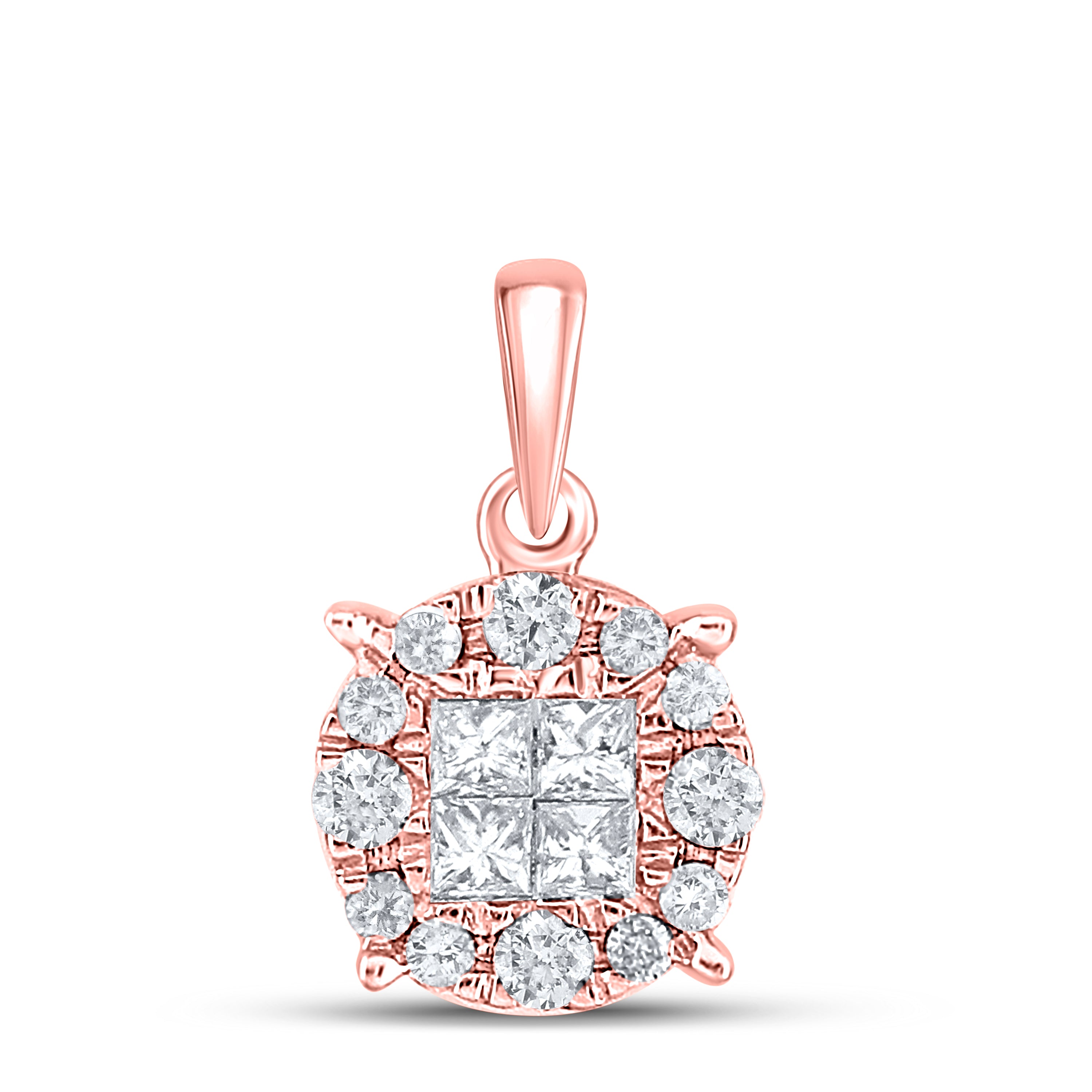 14Kt Rose Gold 1/4Ct-Dia Ana M Soleil Pendant (0.81 grams)